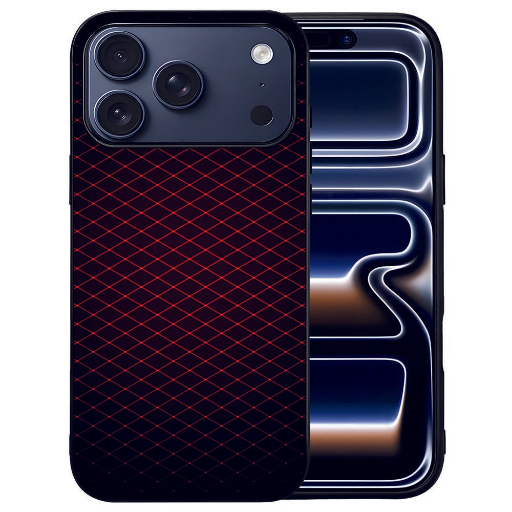 Apple iPhone 17 Pro Telefoonhoesje Geruit Rood geruit zwart design achterkant