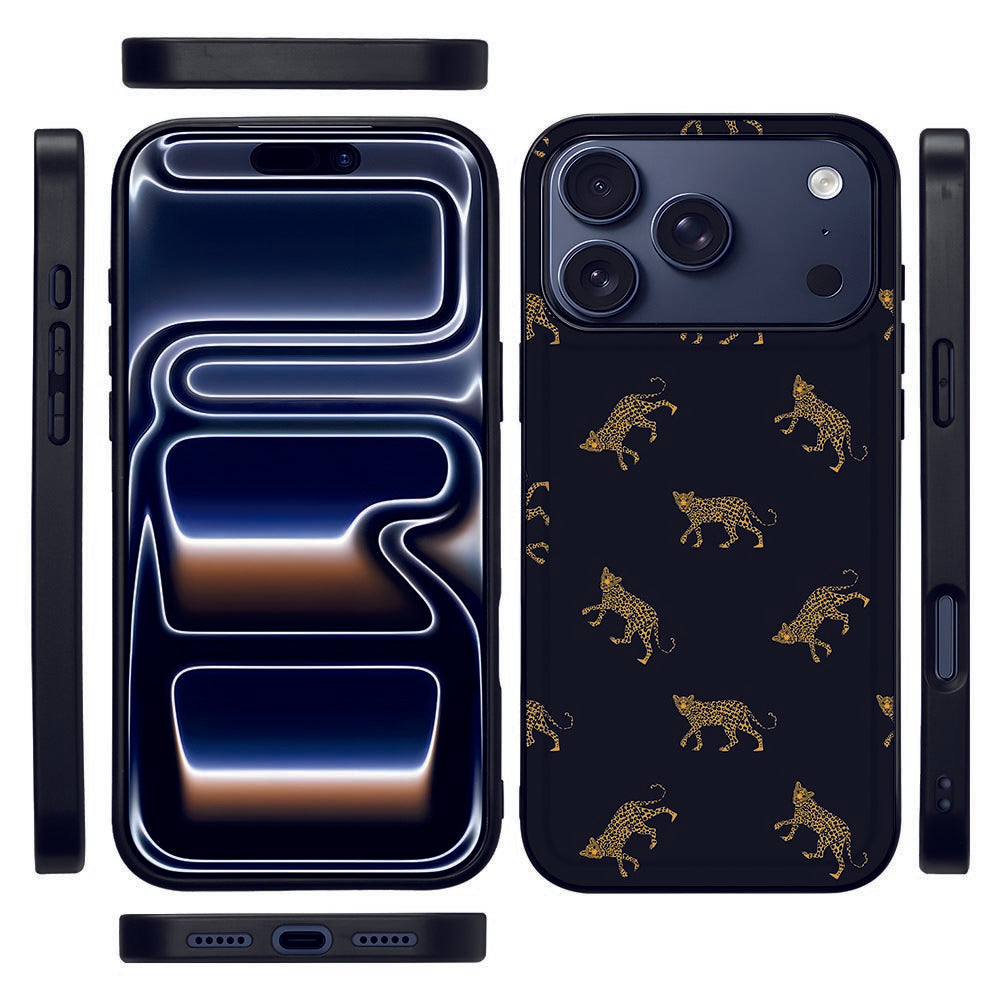 Beschermhoes Apple iPhone 17 Pro Leopards leopard ontwerp zwart aanzicht