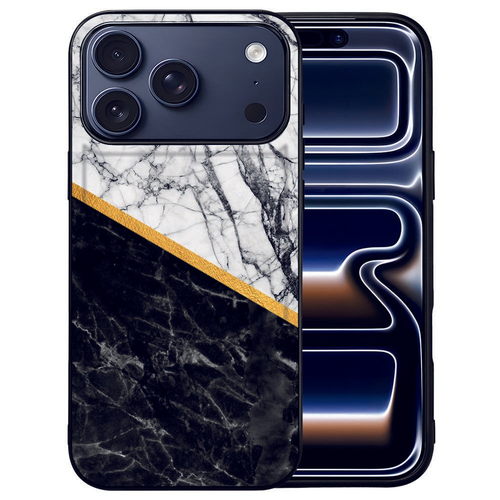 Beschermhoes Apple iPhone 17 Pro Marble White Black design Marble White Black aanzicht