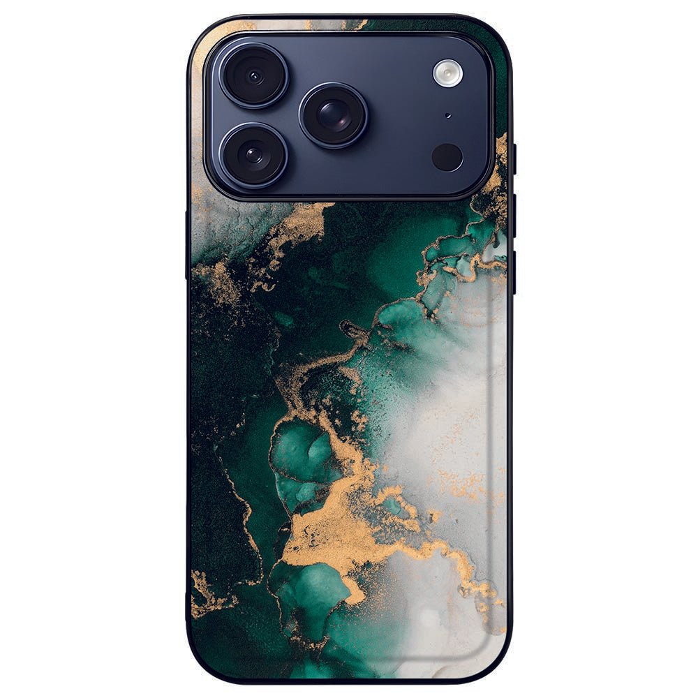 Apple iPhone 17 Pro Telefoonhoesje Marmer Groen achterkant