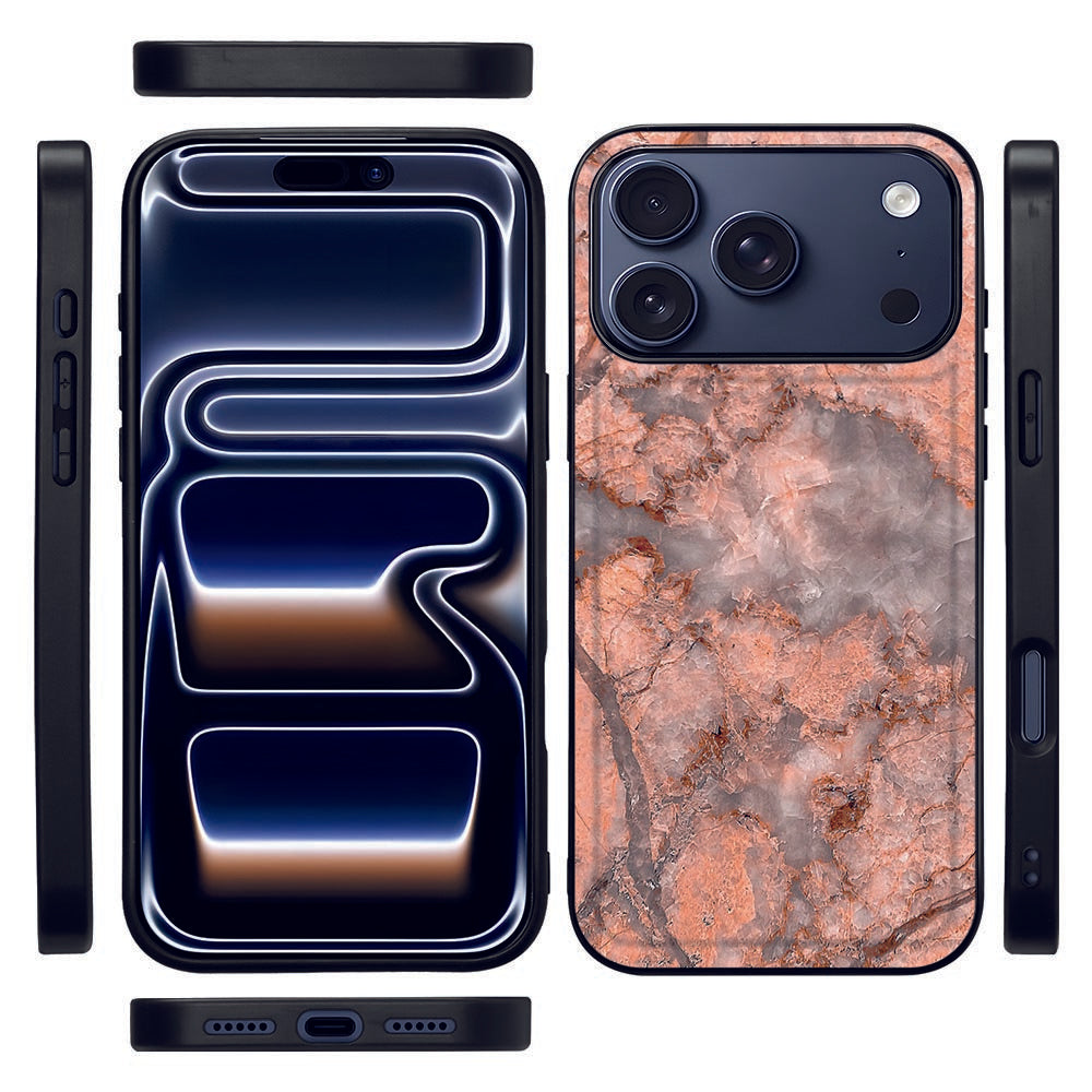 Hoesje Backcover Apple iPhone 17 Pro Marmer Oranje TPU case marmer oranje design voorkant achterkant