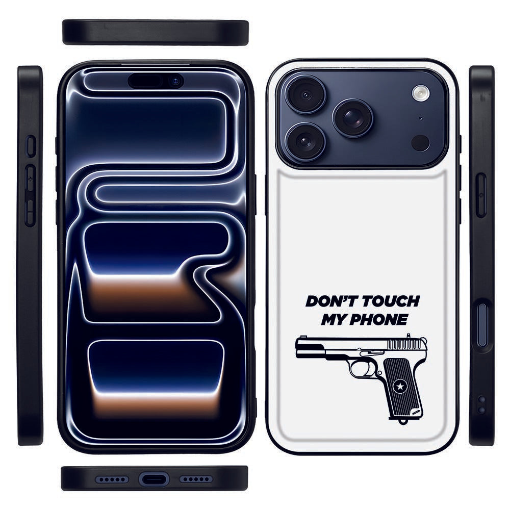 Pistol Dtmp Beschermhoes Apple iPhone 17 Pro zwart TPU PU achterkant ontwerp met pistolafbeelding