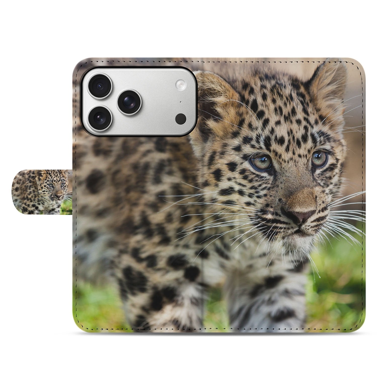 Apple iPhone 17 Pro Bookcase Hoesje Met Pasjes Baby Luipaard