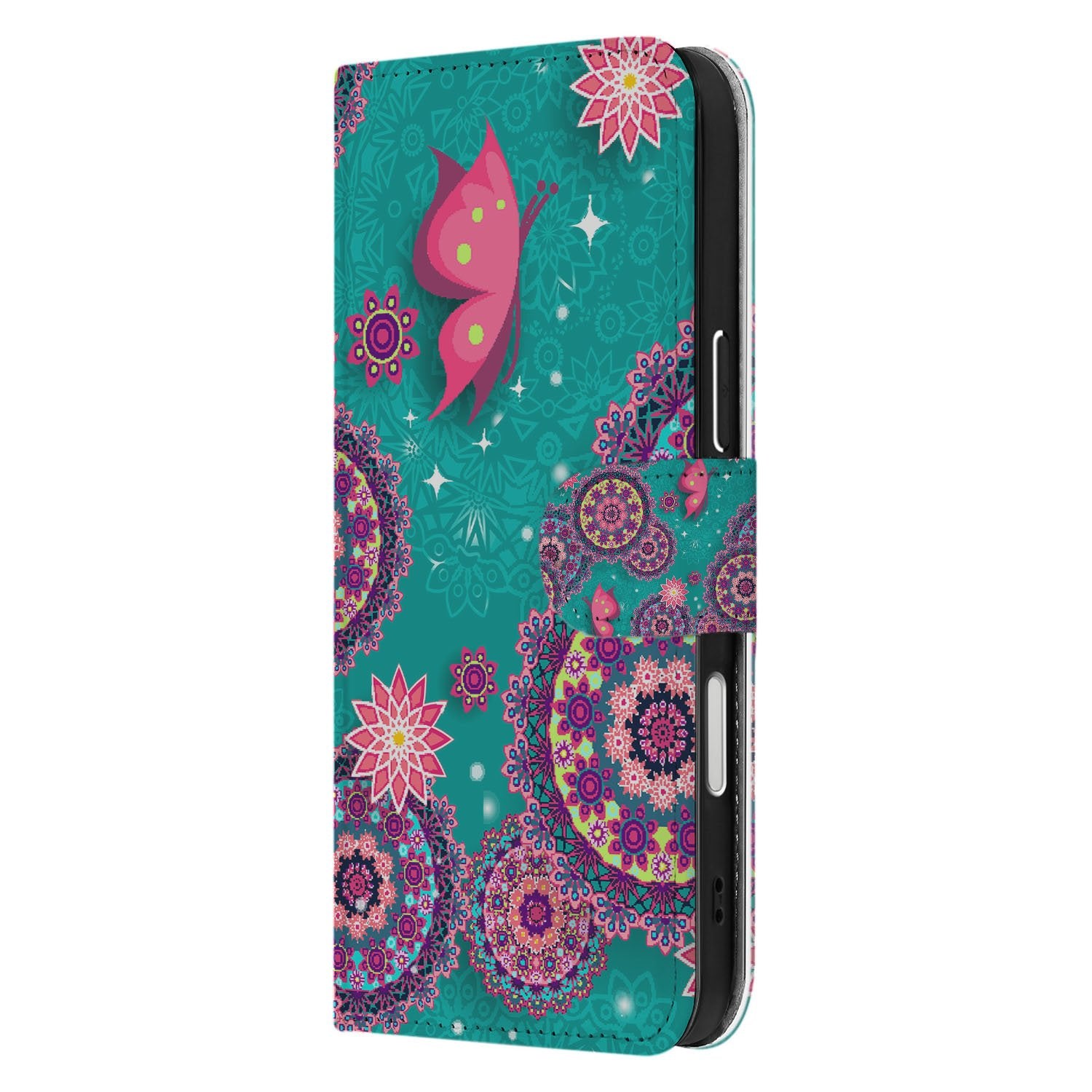 Apple iPhone 17 Pro Bookstyle Hoesje Met Pasjes Cirkels en Vlinders