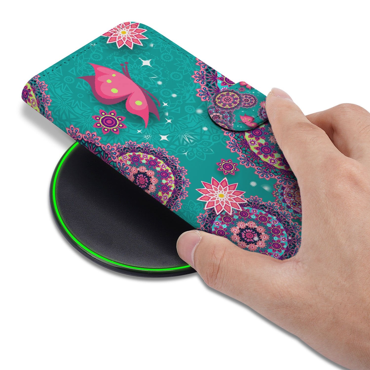 Apple iPhone 17 Pro Bookstyle Hoesje Met Pasjes Cirkels en Vlinders