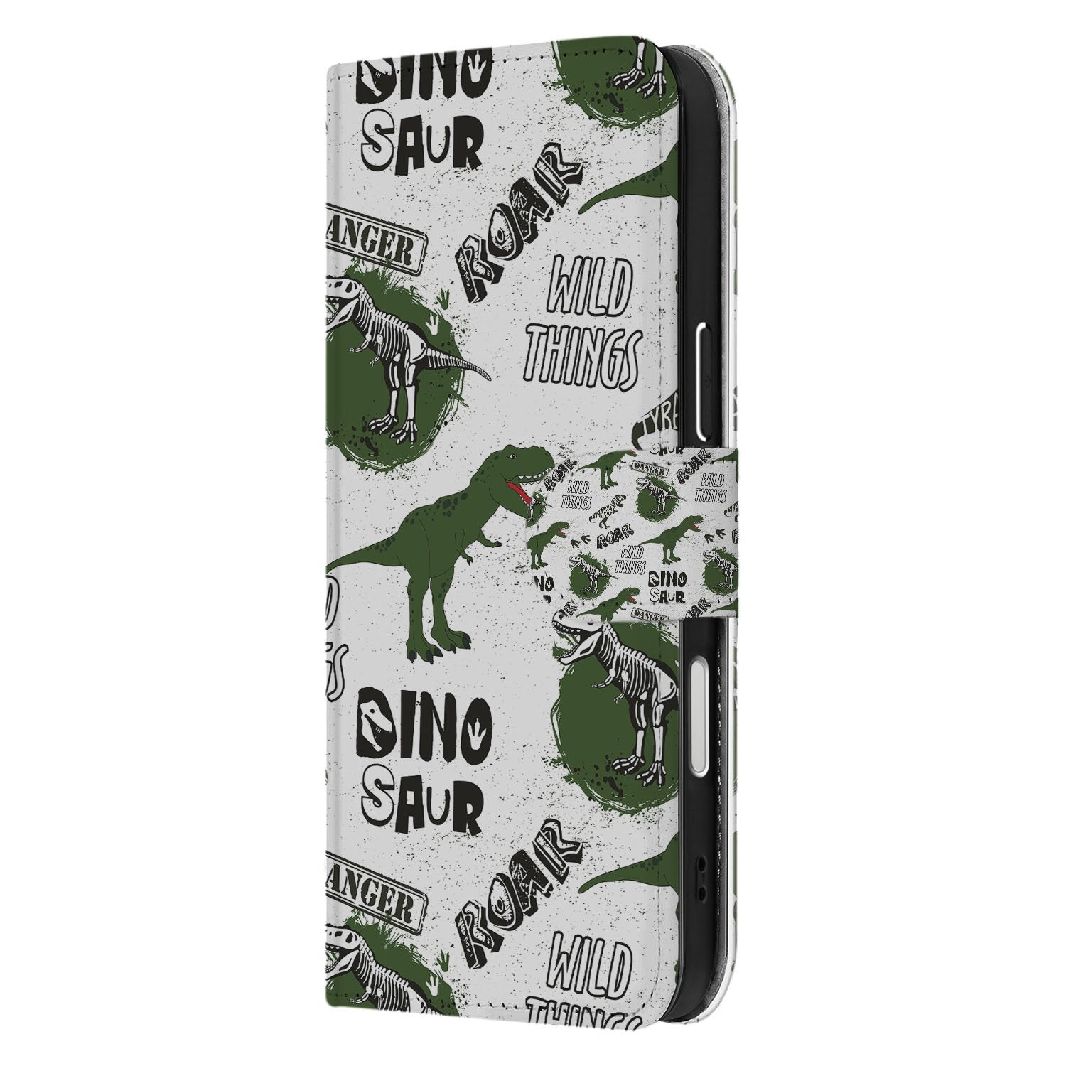 Apple iPhone 17 Pro Portemonnee Hoesje Met Pasjes Dino Print PU Leer