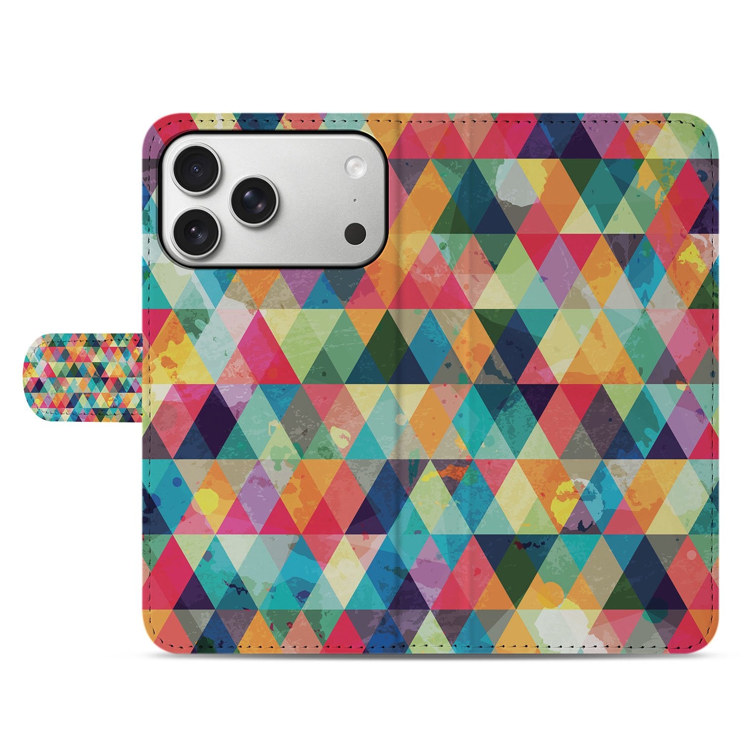 Geruit Patroon Ontwerp Met Drie Pasjes Opbergsysteem Hoesje Apple iPhone 17 Pro | Book Case