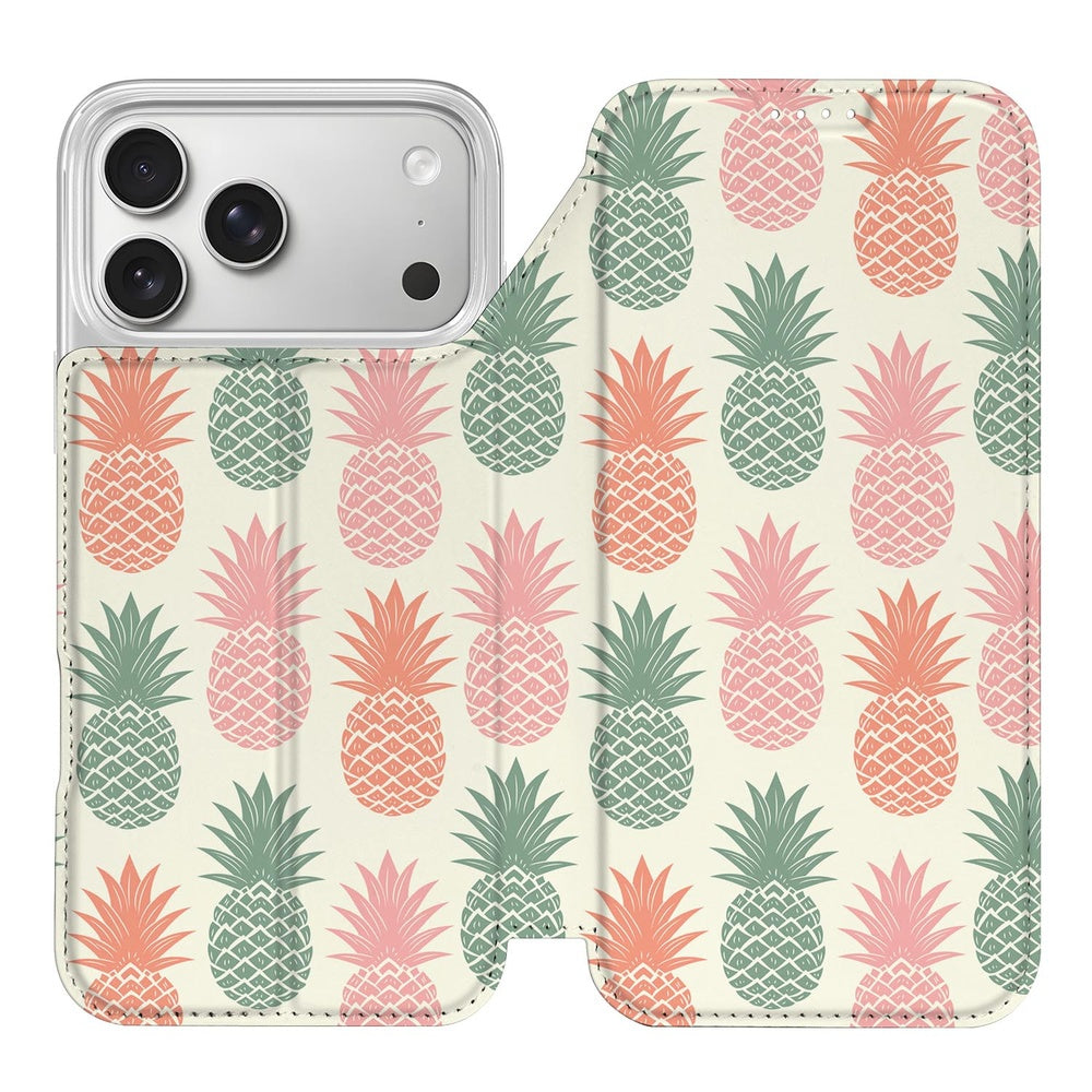 Apple iPhone 17 Pro Bookcase Ananas hoesje ananas design voorkant