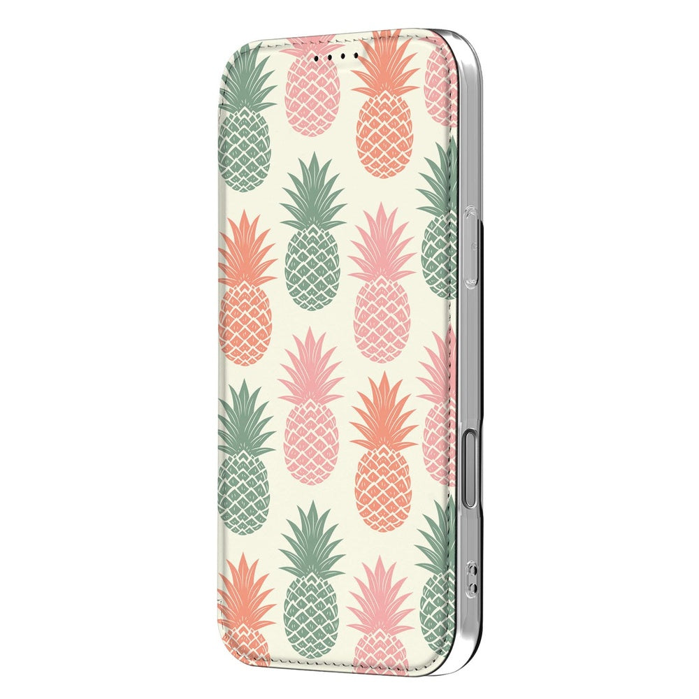 Apple iPhone 17 Pro Bookcase Ananas hoesje ananas design zijkant