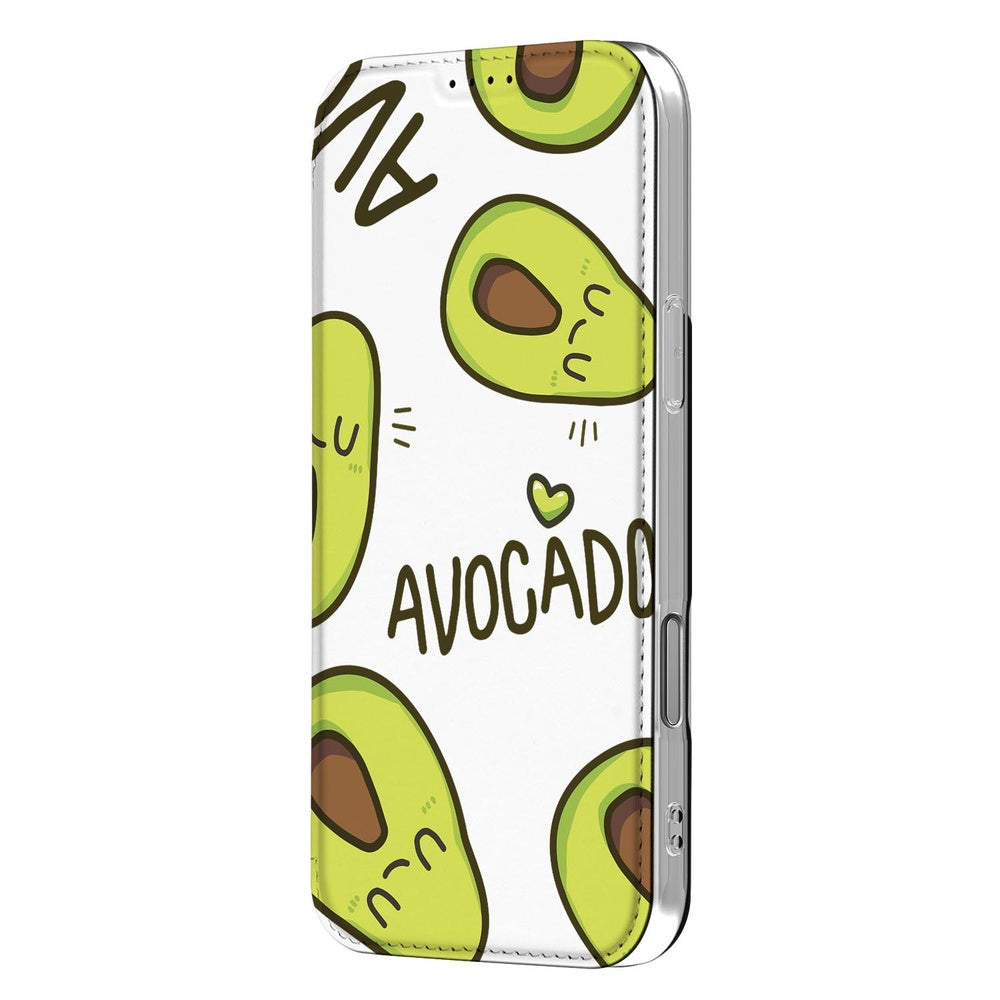 Apple iPhone 17 Pro Flip Style Cover Avocado Singing avocados design front