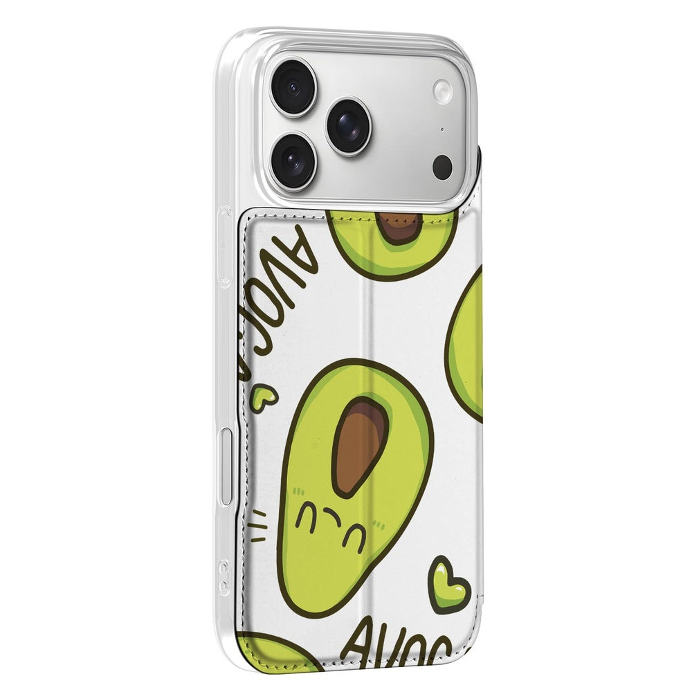 Apple iPhone 17 Pro Flip Style Cover Avocado Singing zijaanzicht met avocado ontwerp