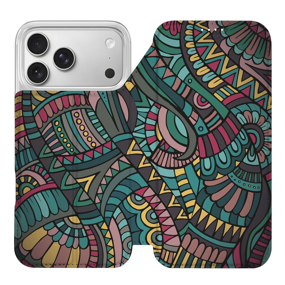 Apple iPhone 17 Pro Standcase Hoesje Aztec design geometrisch patroon kleurvol