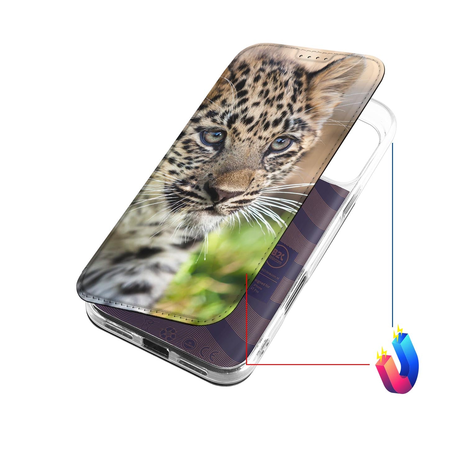Apple iPhone 17 Pro Smart Cover Hoesje Baby Luipaard luipaard print design aanzicht