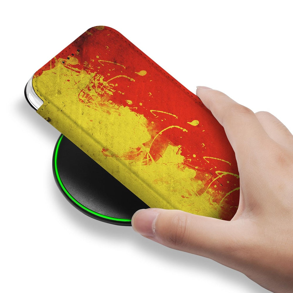 Apple iPhone 17 Pro Book Case Belgie boekcase met België vlag ontwerp aanzicht