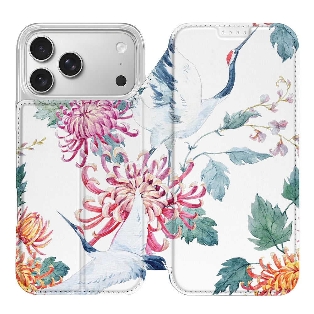 Apple iPhone 17 Pro Bookcase Bird Flowers bookcase bloemen vogels hoesje geopend