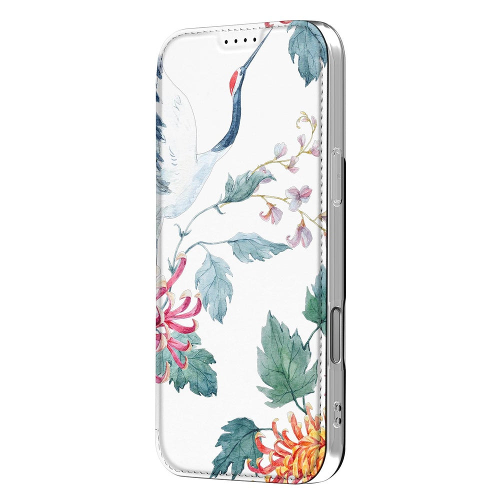 Apple iPhone 17 Pro Bookcase Bird Flowers zijaanzicht met vogels en bloemen ontwerp