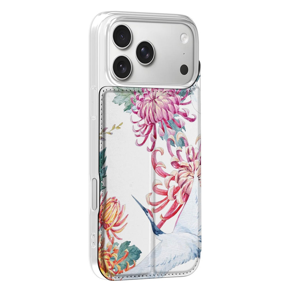 Apple iPhone 17 Pro Bookcase Bird Flowers achterkant design met vogels bloemen
