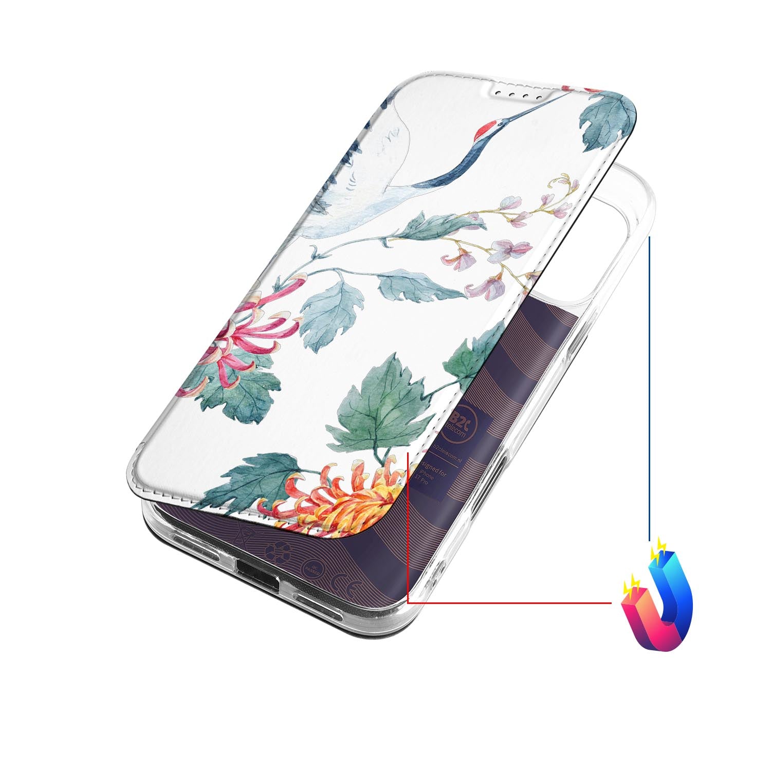 Apple iPhone 17 Pro Bookcase Bird Flowers bookcase design vogels bloemen boven