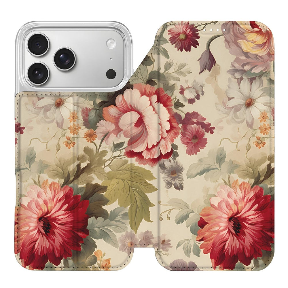 Apple iPhone 17 Pro Book Wallet Case Bloemen bloemen ontwerp voorkant