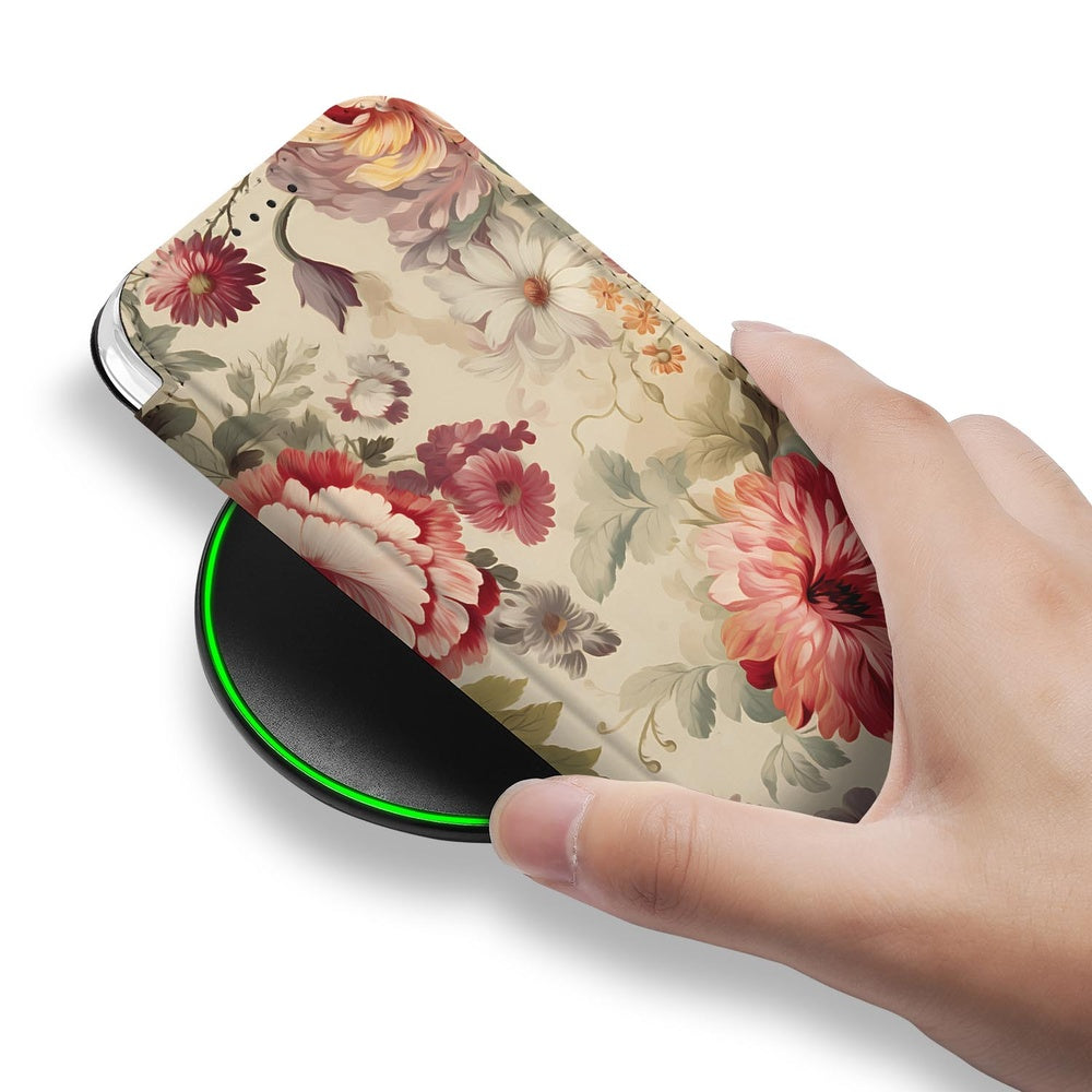 Apple iPhone 17 Pro Book Wallet Case Bloemen bloemen design hand aanzicht
