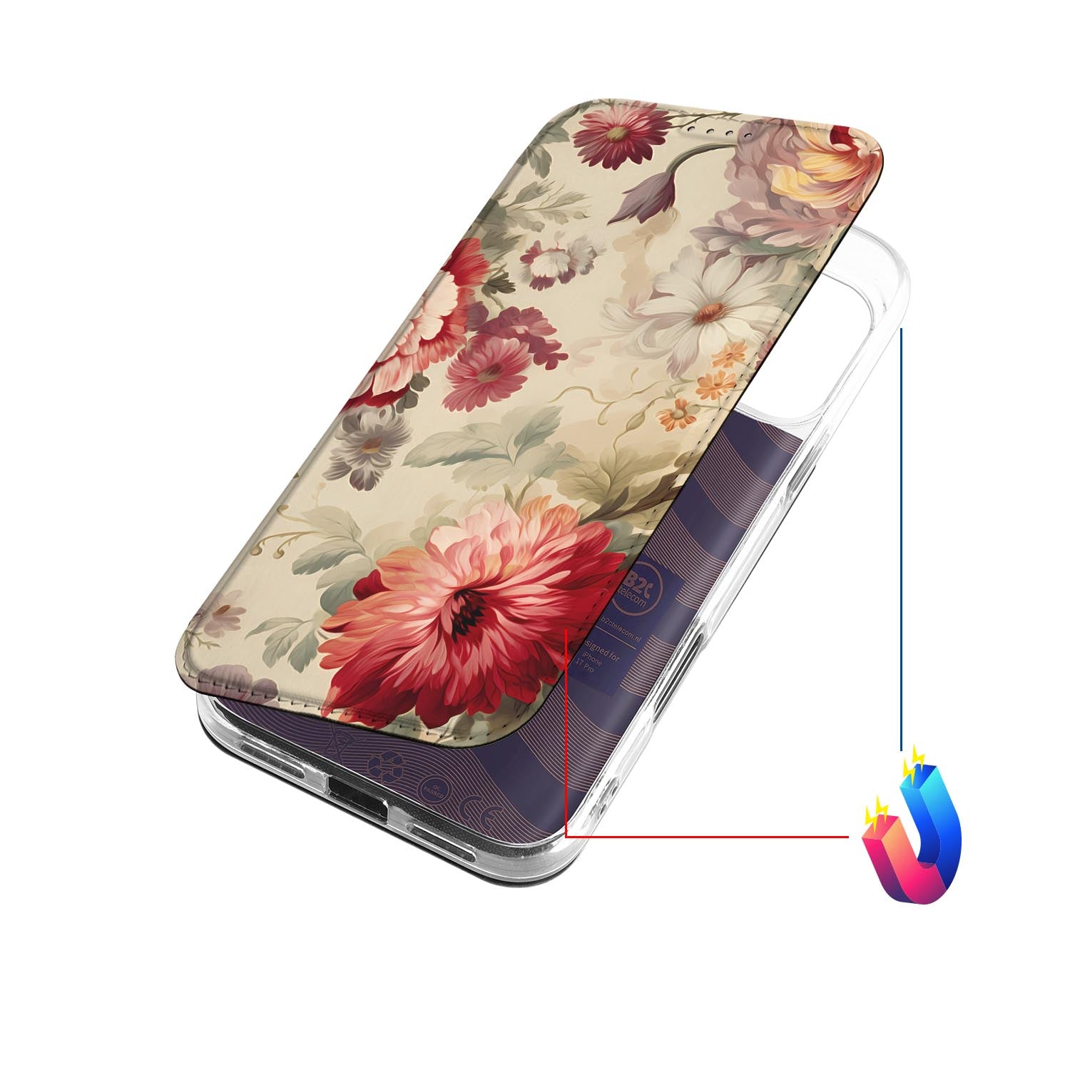 Apple iPhone 17 Pro Book Wallet Case Bloemen bloemen design aanzicht