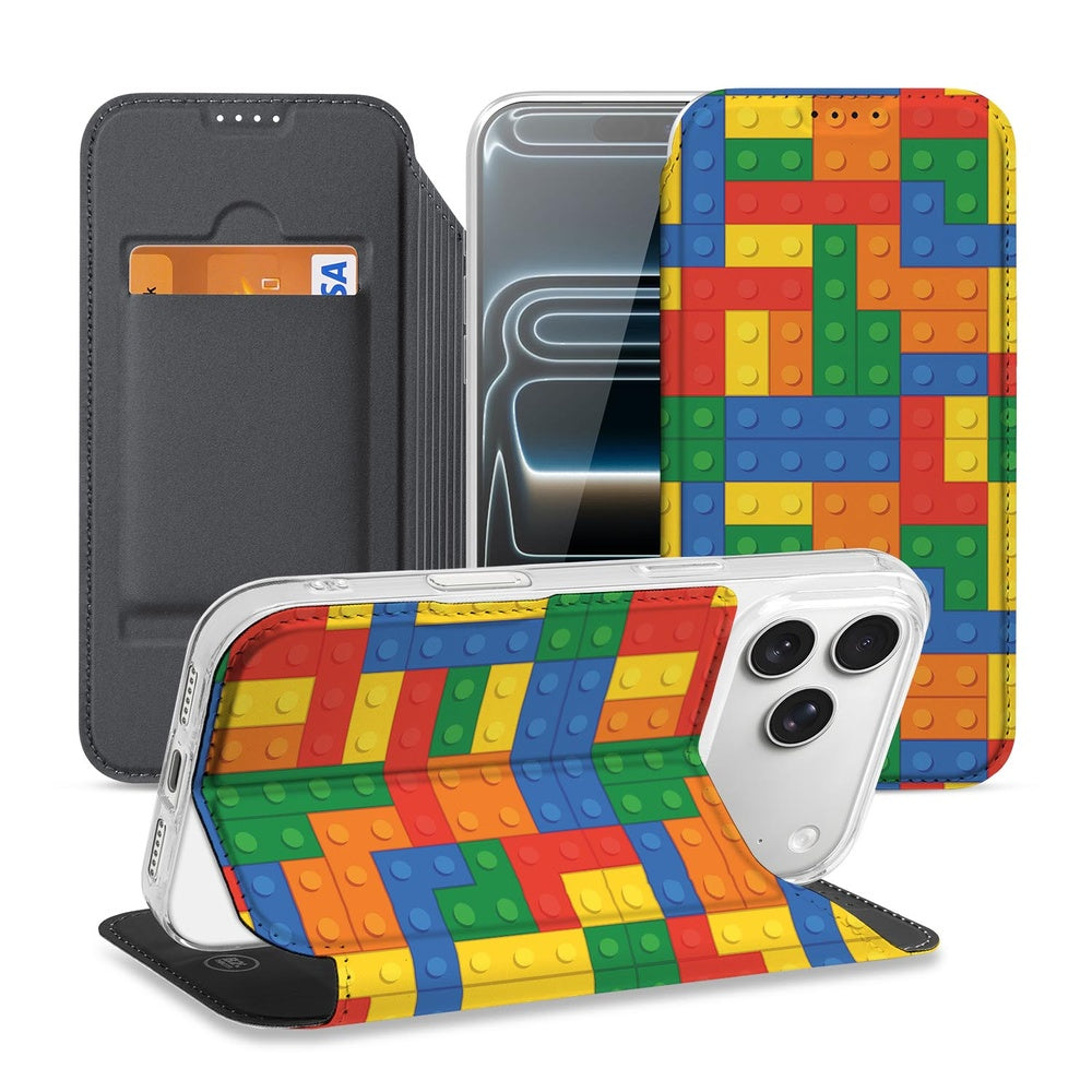 Apple iPhone 17 Pro Flip Style Cover Blokken design speels blokkenpatroon voorkant achterkant