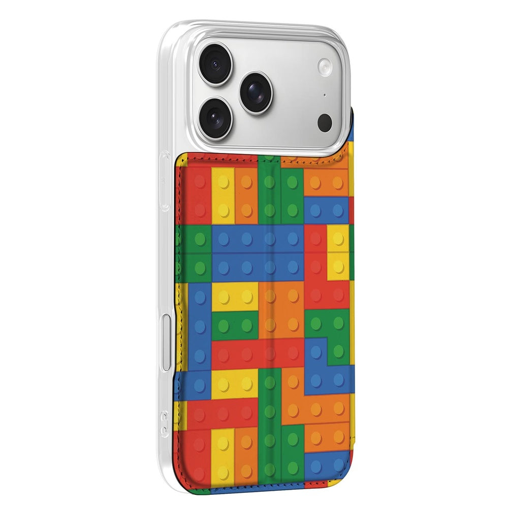 Apple iPhone 17 Pro Flip Style Cover Blokken kleurrijk blokkenpatroon zijkant