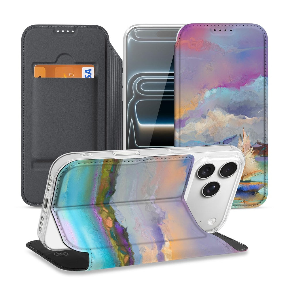 Apple iPhone 17 Pro Standcase Hoesje Boat maritieme uitstraling oceaan kleuren voorkant achterkant