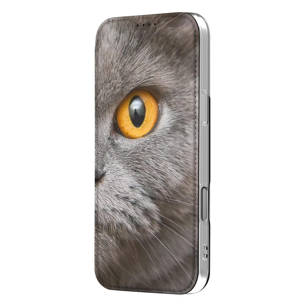 Apple iPhone 17 Pro Book Case Britse Korthaar boek hoes zij aanzicht kattenoog