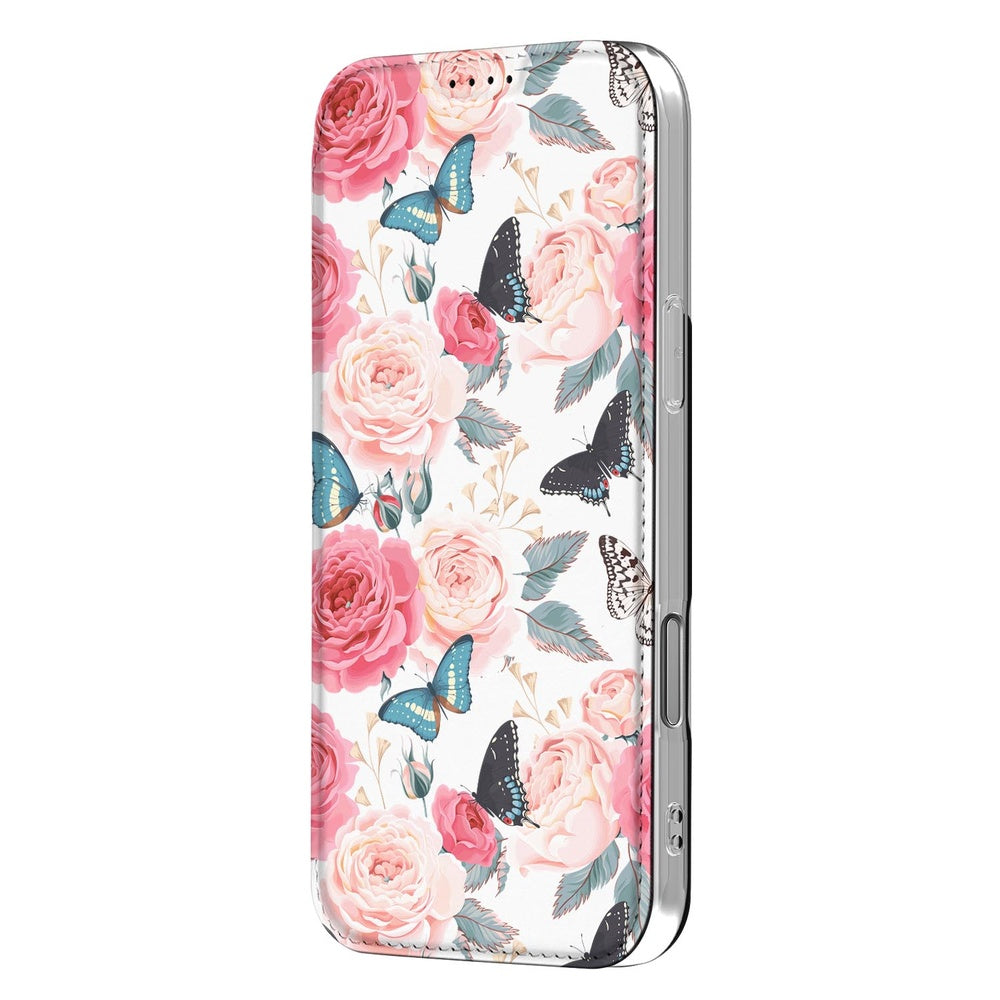 Apple iPhone 17 Pro Book Case Butterfly Roses book case butterfly rozen design zijaanzicht