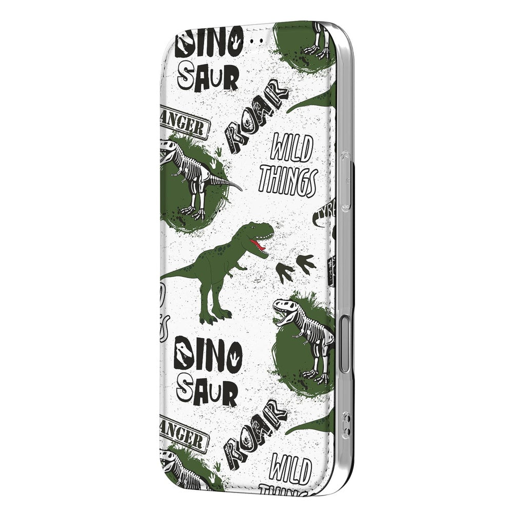 Apple iPhone 17 Pro Telefoonhoesje Dinosaurus wallet dino print zijaanzicht