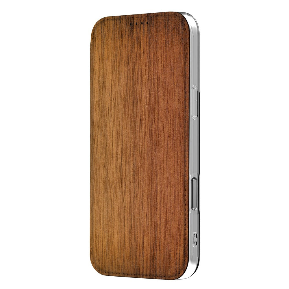 Apple iPhone 17 Pro Book Wallet Case Donker Hout design donker hout aanzicht