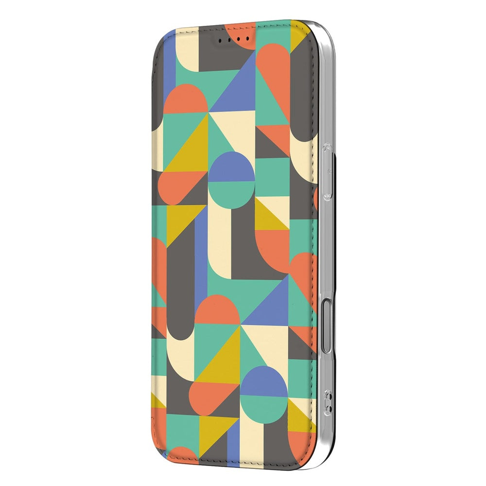 Apple iPhone 17 Pro Book Case Funky Retro design voorkant kleurrijk patroon