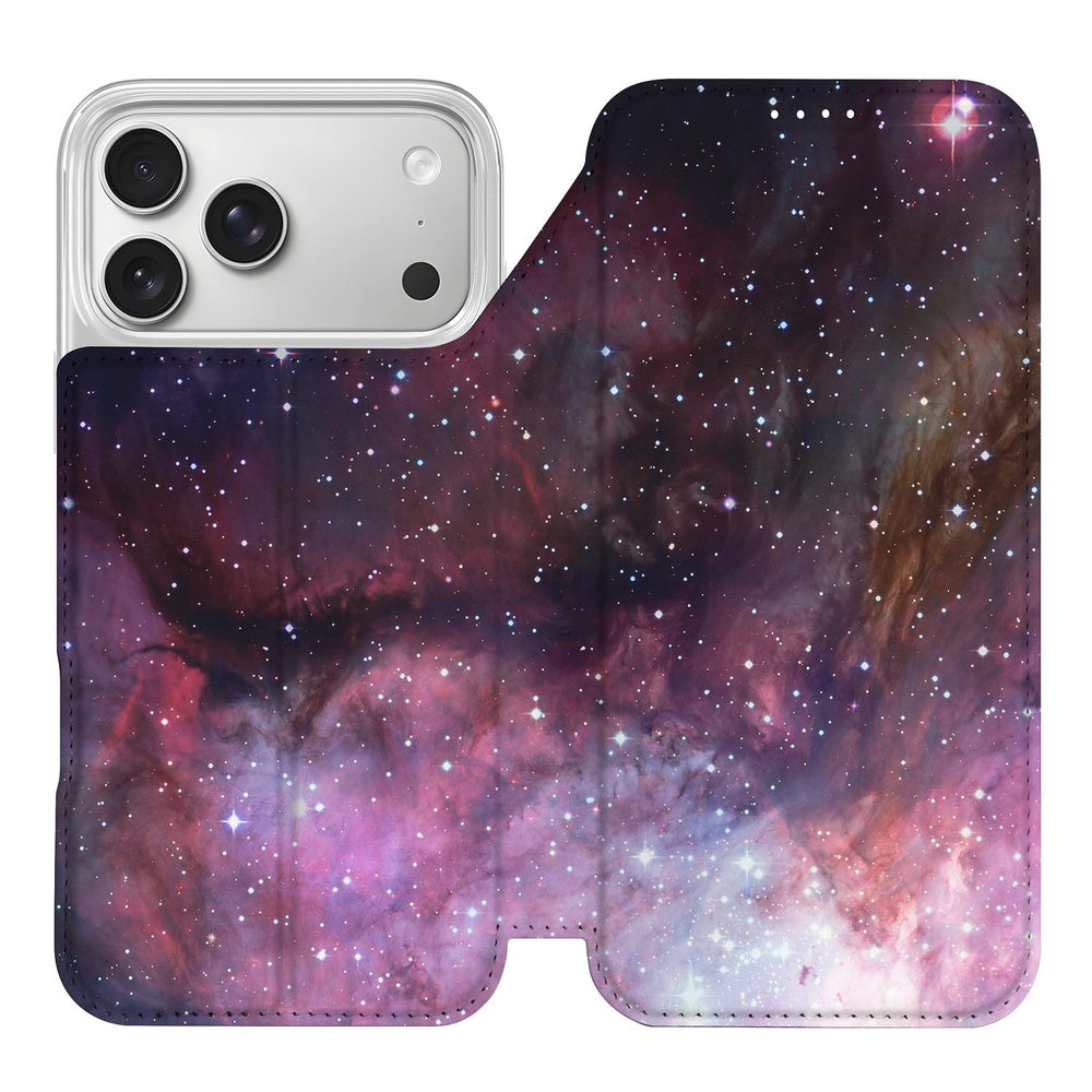 Apple iPhone 17 Pro Book Case Galaxy boekhoes galaxy ontwerp vooraanzicht