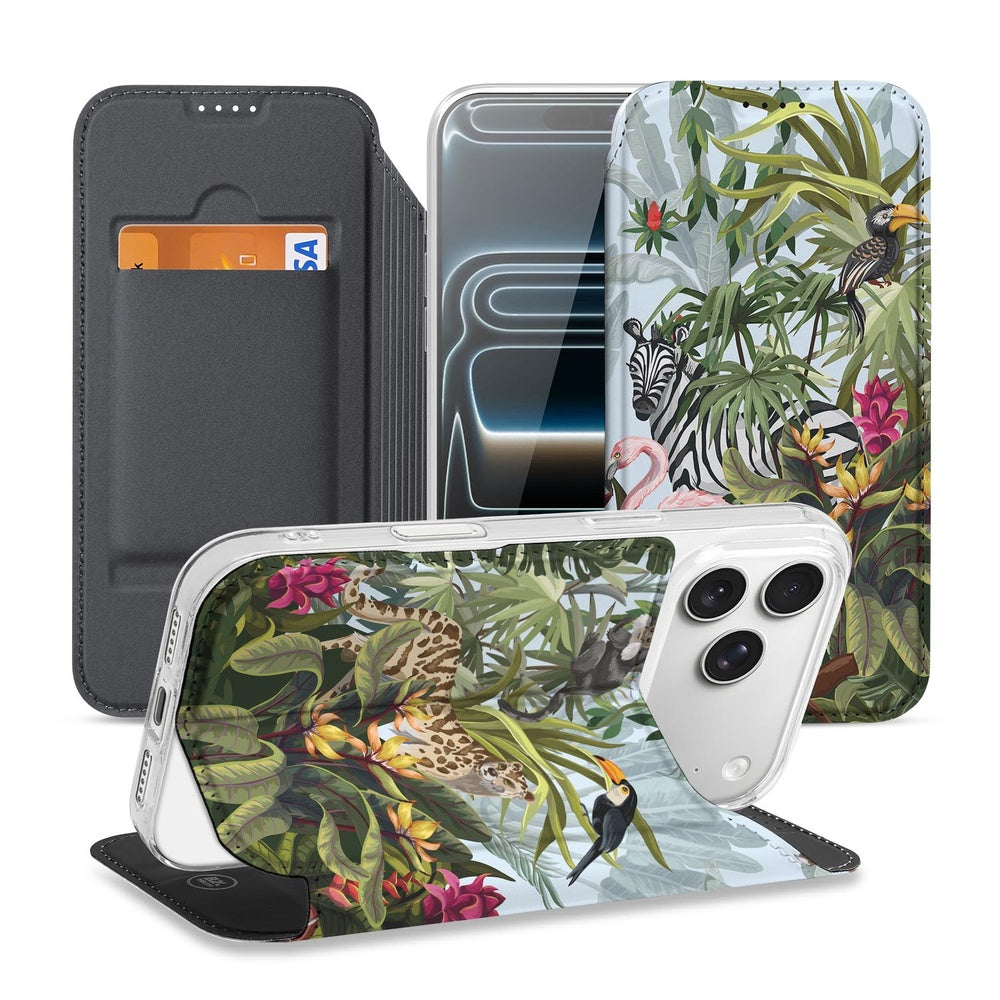 Apple iPhone 17 Pro Bookcase Apple iPhone 17 Pro Jungle design jungle aanzicht