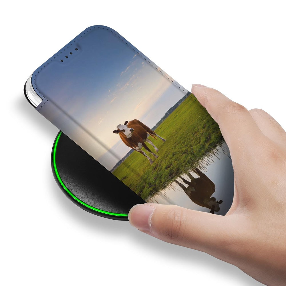 Book Wallet Case Apple iPhone 17 Pro Koe cow sunset view