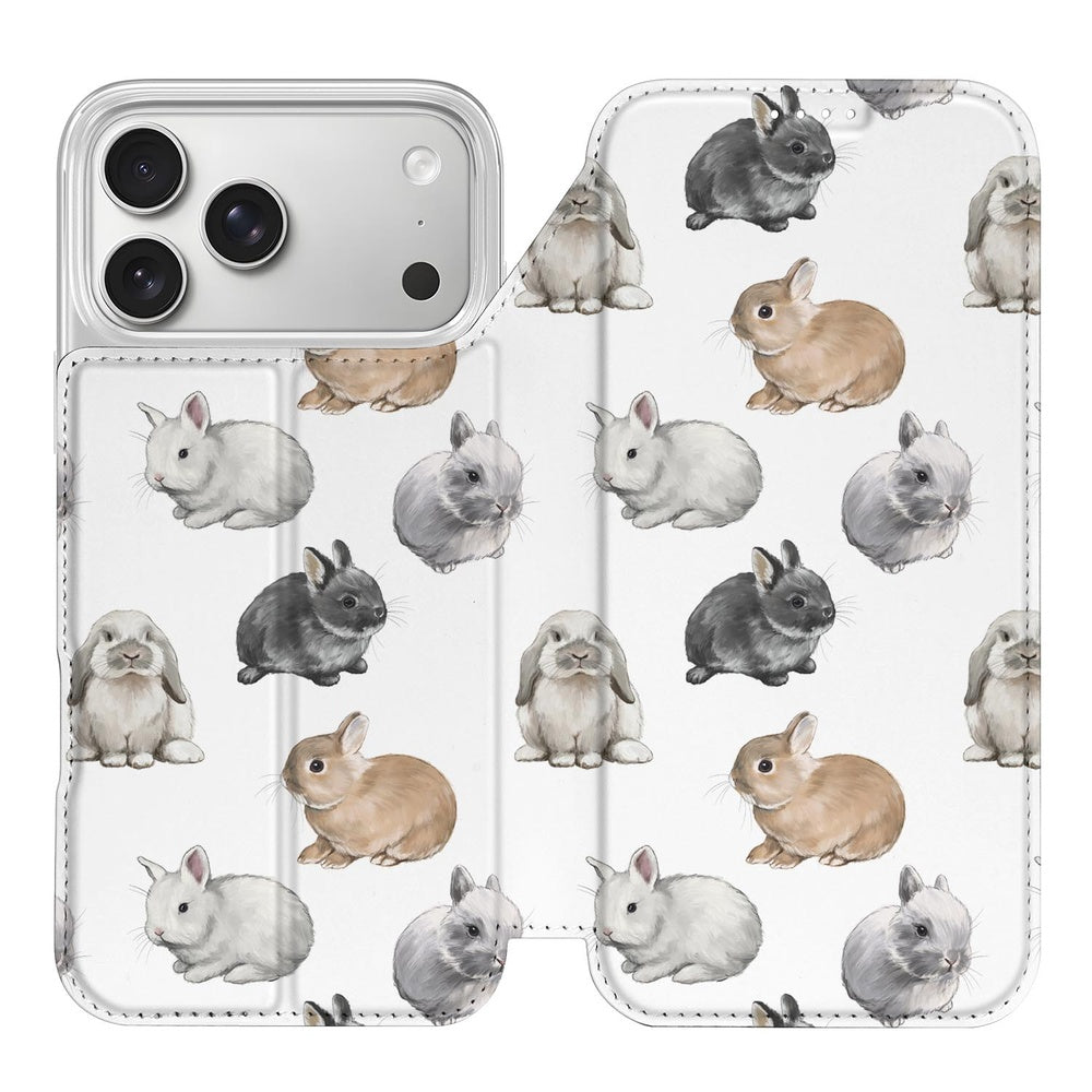 Book Case Apple iPhone 17 Pro Konijntjes hoes konijntjes design voorzijde