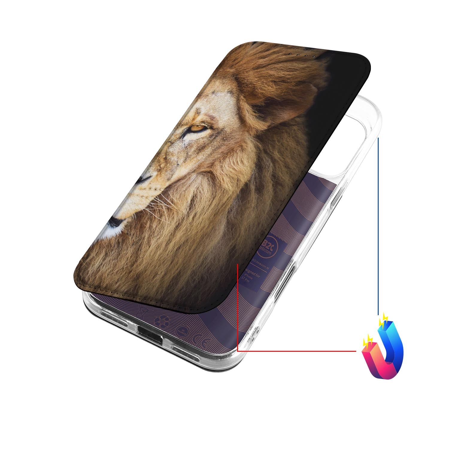 Bookcase Apple iPhone 17 Pro Leeuw design leeuw gezicht aanzicht