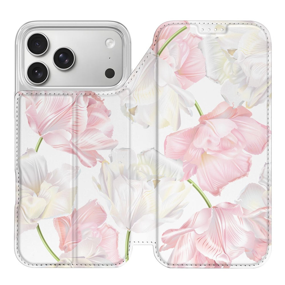Book Wallet Case iPhone 17 Pro Lovely Flowers bloemen design achteraanzicht