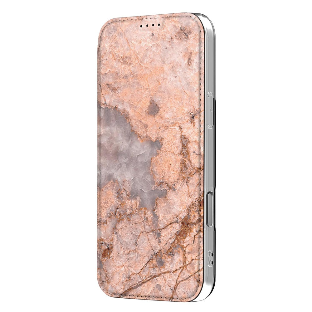 Bookcase Apple iPhone 17 Pro Marmer Oranje designcase zijaanzicht marmerlook oranje