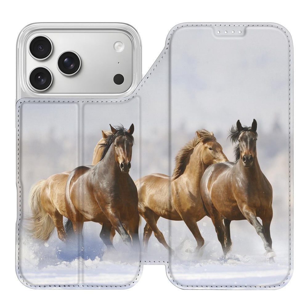 Apple iPhone 17 Pro Smart Cover Hoesje Paarden voorkant