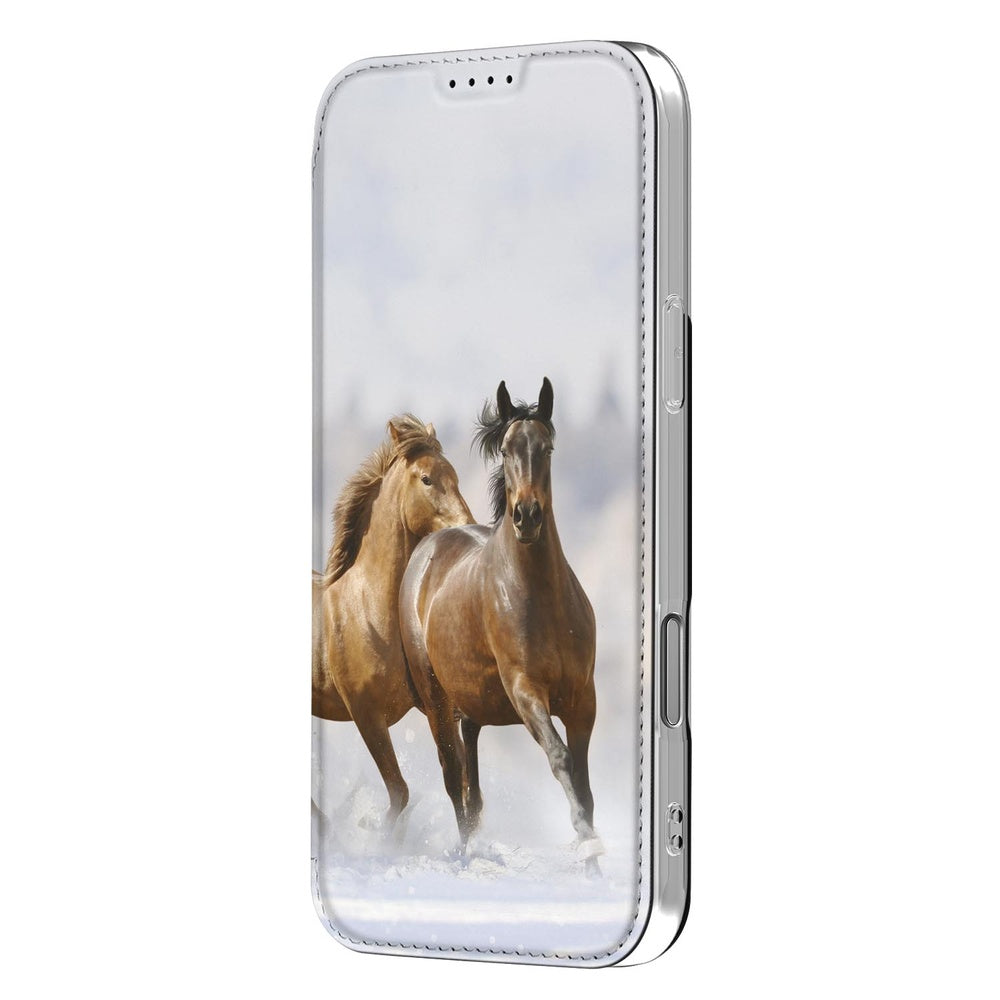 Apple iPhone 17 Pro Smart Cover Hoesje Paarden zijaanzicht