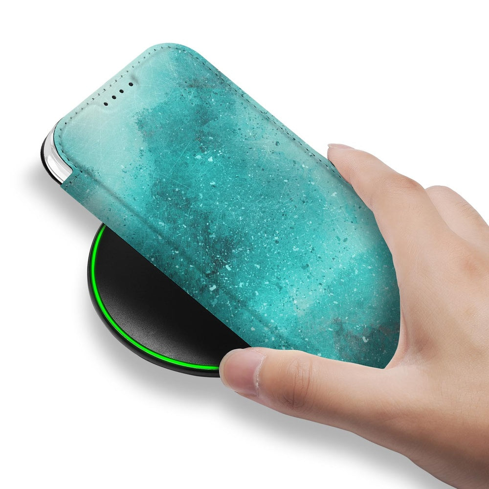 Book Wallet Case Apple iPhone 17 Pro Painting Blue hand aanzicht