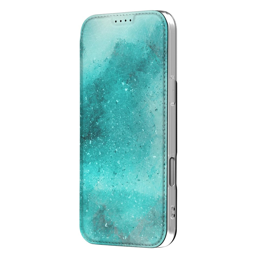 Book Wallet Case Apple iPhone 17 Pro Painting Blue turquoise design aanzicht