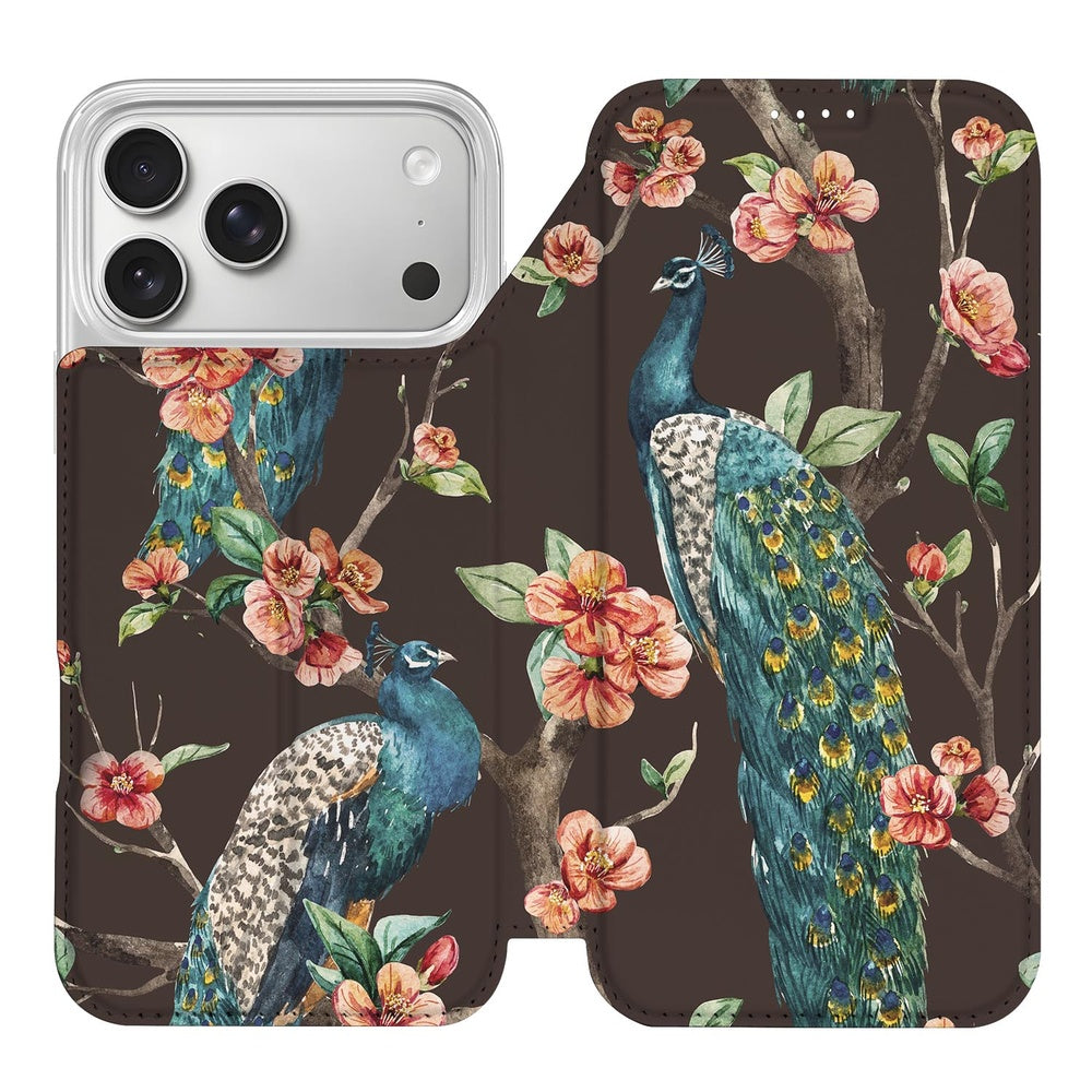 Apple iPhone 17 Pro Book Cover Pauw met Bloemen voorzijde bloemendecor