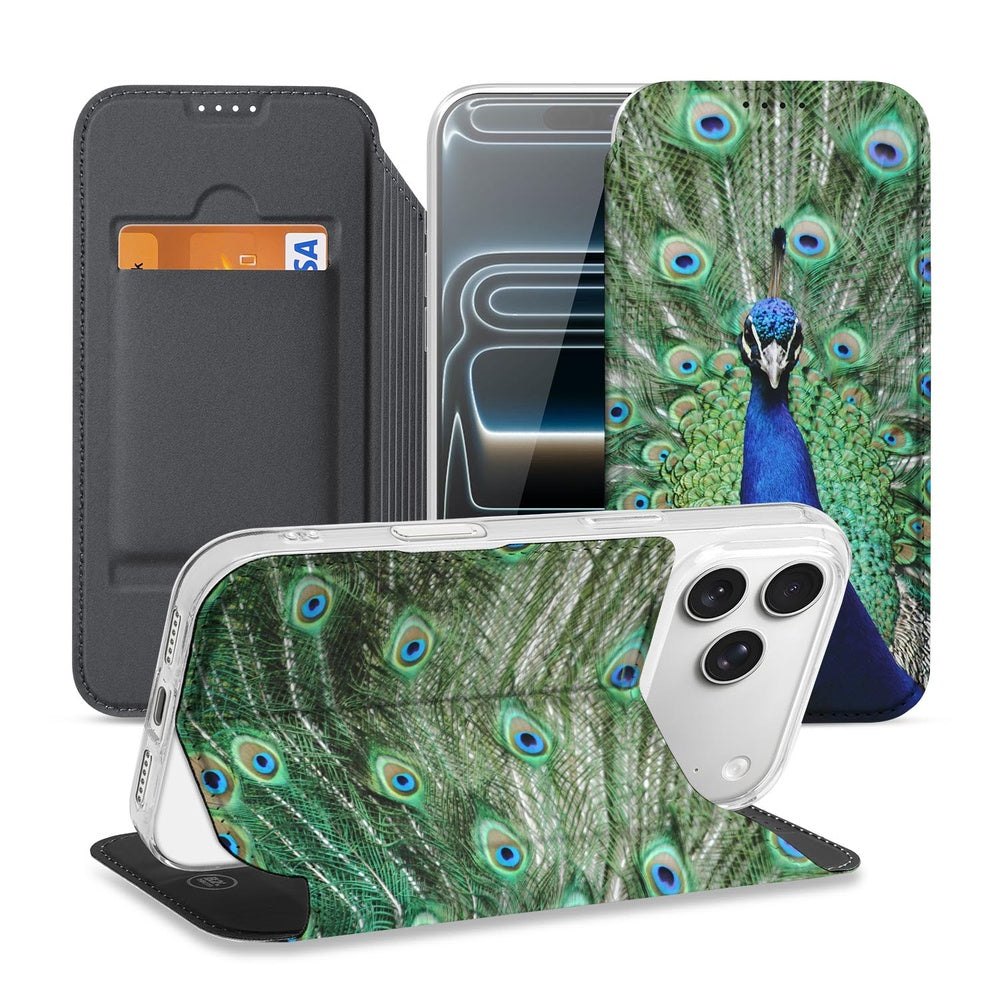 Book Case Apple iPhone 17 Pro Pauw hoes pauwmotief elegant aanzicht