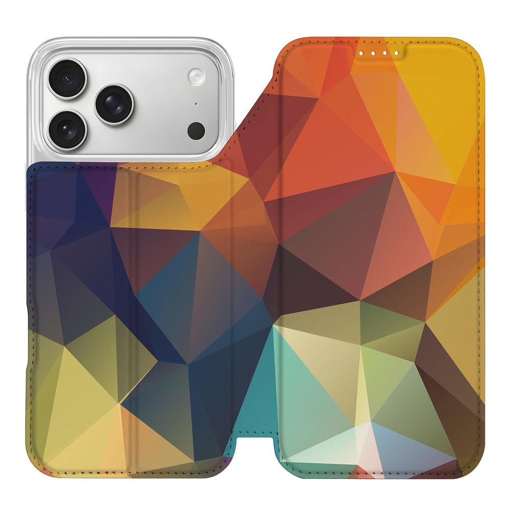 Book Wallet Case Apple iPhone 17 Pro Polygon Color design geometrisch aanzicht