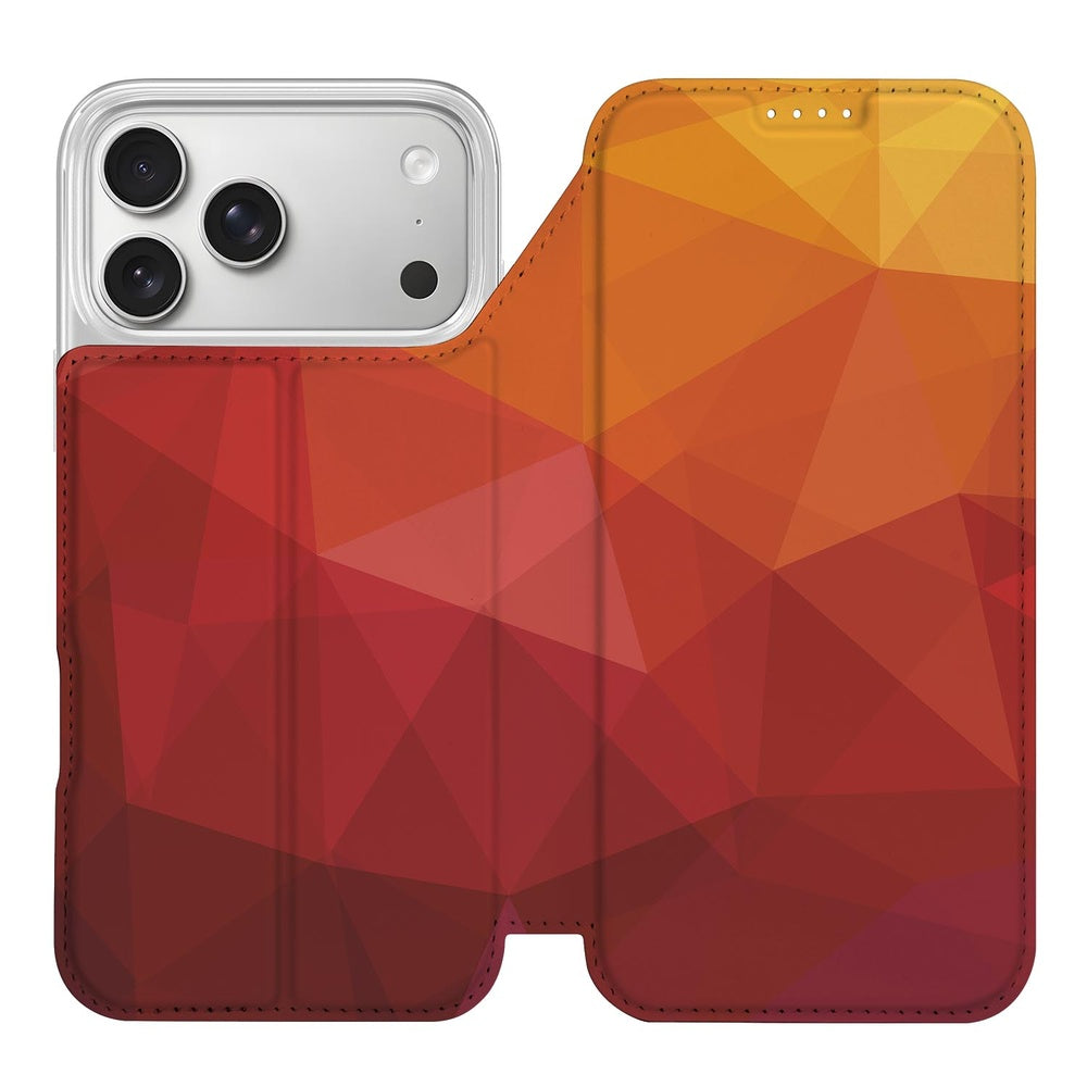 Book Wallet Case Apple iPhone 17 Pro Polygon Red design abstract geometrië kleurverloop