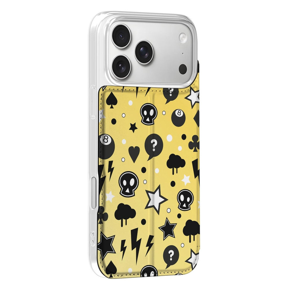 Book Case iPhone 17 Pro Punk Yellow ontwerp achterkant