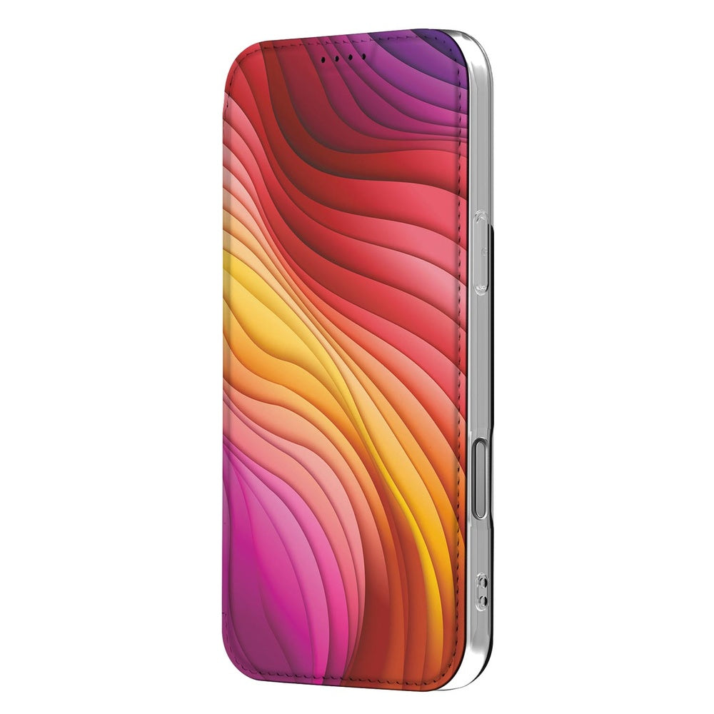 Apple iPhone 17 Pro Book Cover Regenboog design kleurfull aanzicht